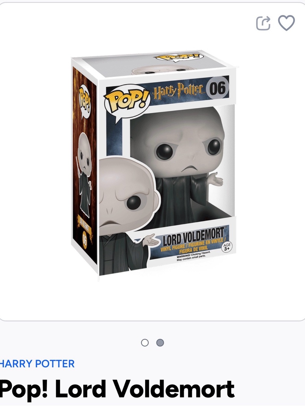 Funko Pop! Lord Voldemort Vinyl Figure - Black, Gray, White- 06